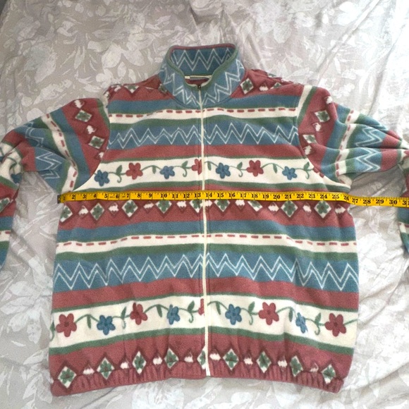 Vintage Alfred Dunner Nautical full zip Coastal Grandma style Plushy Fleece XXL - Picture 6 of 9